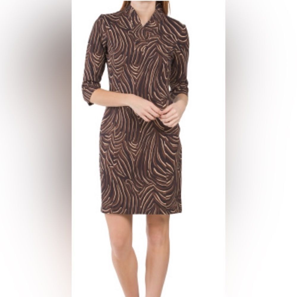 J. McLaughlin Terrin Ruffle Zambria Woman, size M , brown/black/cream
